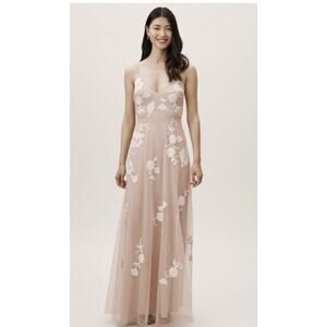 BHLDN Anthropologie Bethany Bridesmaids Gown Maxi Dress Blush Size US 14 Wedding